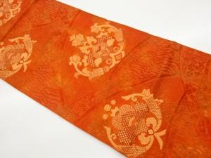 本場筑前博多抽象花唐草模様織出し名古屋帯